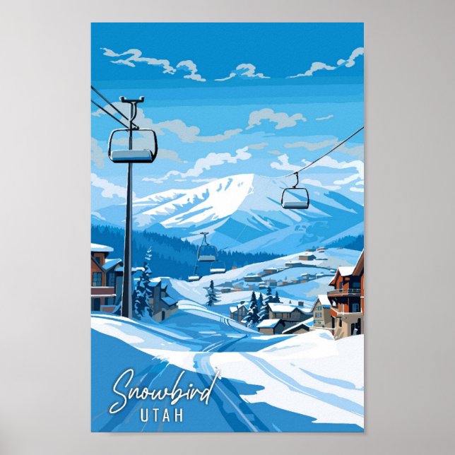 Snowbird Utah USA vintage travel illustration Poster (Front)