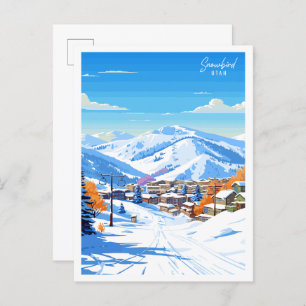 Snowbird Utah vintage travel illustration Postcard