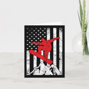 Snowboard American Flag Patriotic Snowboarding Win Card