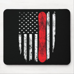 Snowboard American Flag Patriotic Winter Sports Sn Mouse Pad