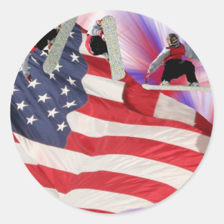 Snowboard American Flag Sticker