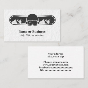 Snowboard and helmet business card