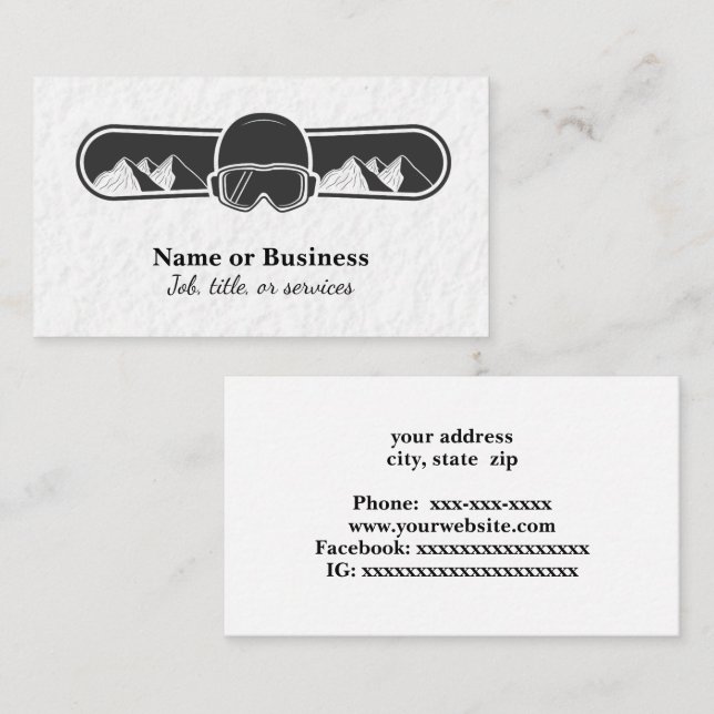 Snowboard and helmet business card (Front/Back)