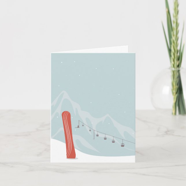 Snowboard and Ski Lift in Winter Wonderland Card (Front)