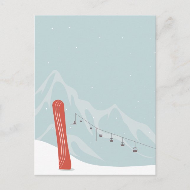 Snowboard and Ski Lift in Winter Wonderland Holiday Postcard (Front)