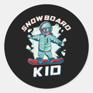 Snowboard Apparel Kids Uni 2t Black Cartoon Snowbo Classic Round Sticker