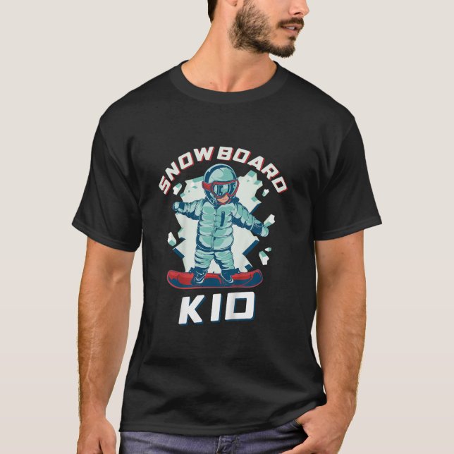 Snowboard Apparel Kids Unisex 2T Black Cartoon Sno T-Shirt (Front)