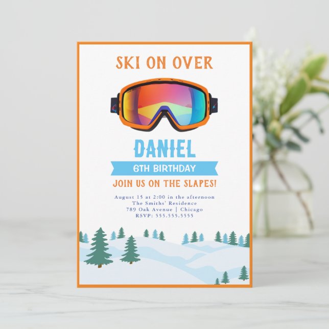 Snowboard Birthday Invitation (Standing Front)
