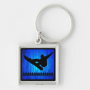 Snowboard Blue Zoom Key Ring