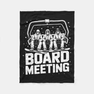 Snowboard Board Meeting Ski Lift Skier Winter Spor Fleece Blanket