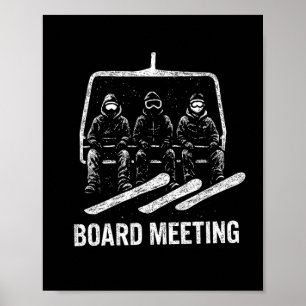 Snowboard Board Meeting Ski Lift Skier Winter Spor Poster