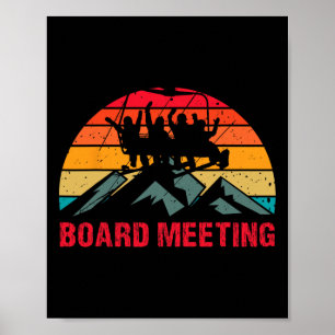 Snowboard Board Meeting Ski Lift Skier Winter Spor Poster