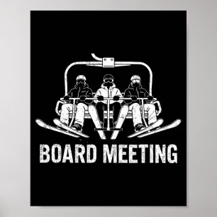 Snowboard Board Meeting Ski Lift Skier Winter Spor Poster