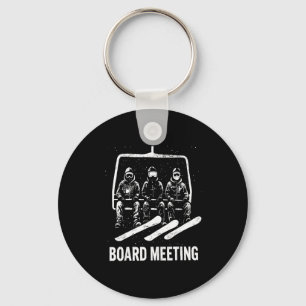 Snowboard Board Meeting Ski Lift Skier Winter Srts Key Ring