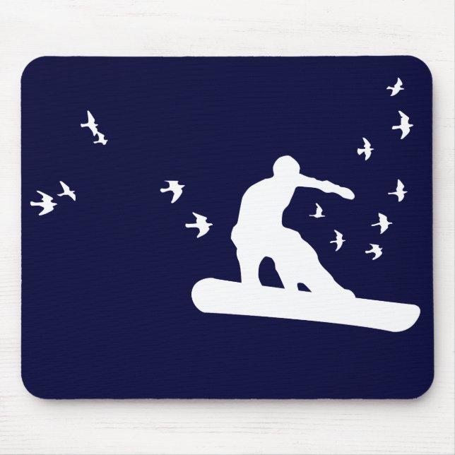 snowboard. board with birds. mouse pad (Front)