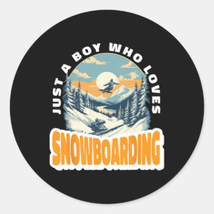Snowboard Boy Snow Fan Snowboarding Ski Mountain  Classic Round Sticker
