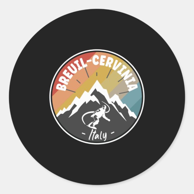 Snowboard Breuil-Cervinia Italy Classic Round Sticker (Front)