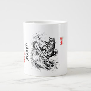 Snowboard Brush Art - Shiba Inu Dog 柴犬 Large Coffee Mug