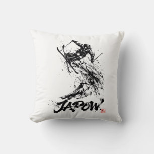 Snowboard Brush Art - Skier jump Cushion