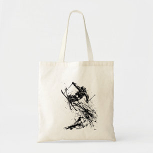 Snowboard Brush Art - Skier Jump - No Japow Logo Tote Bag