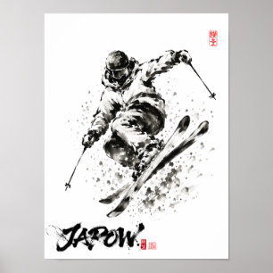 Snowboard Brush Art - Skier light Poster