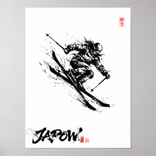Snowboard Brush Art - Skier Women Poster