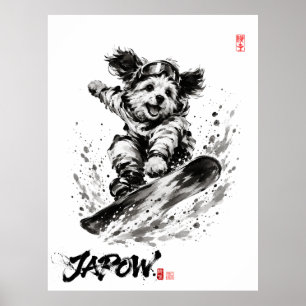 Snowboard Brush Art - Snowboarder Dog ポスター Poster