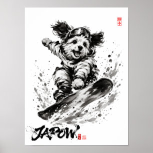 Snowboard Brush Art - Snowboarder Dog ポスター Poster
