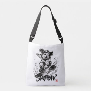 Snowboard Brush Art - Snowboarder Dog Crossbody Bag