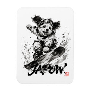 Snowboard Brush Art - Snowboarder Dog Magnet