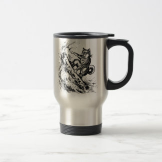 Snowboard Brush Art - Snowboarder Dog Shiba Inu Travel Mug