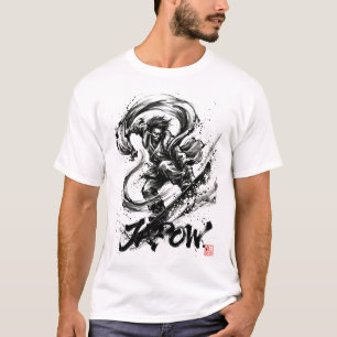 Snowboard Brush Art - Snowboarder Fujin God T-Shirt