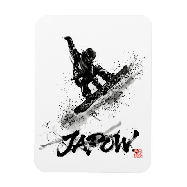 Snowboard Brush Art - Snowboarder Grab Magnet (Vertical)