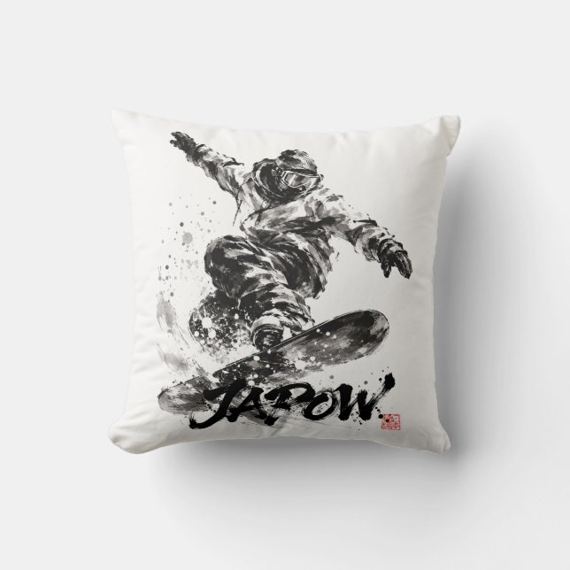 Snowboard Brush Art - Snowboarder Light Cushion (Front)
