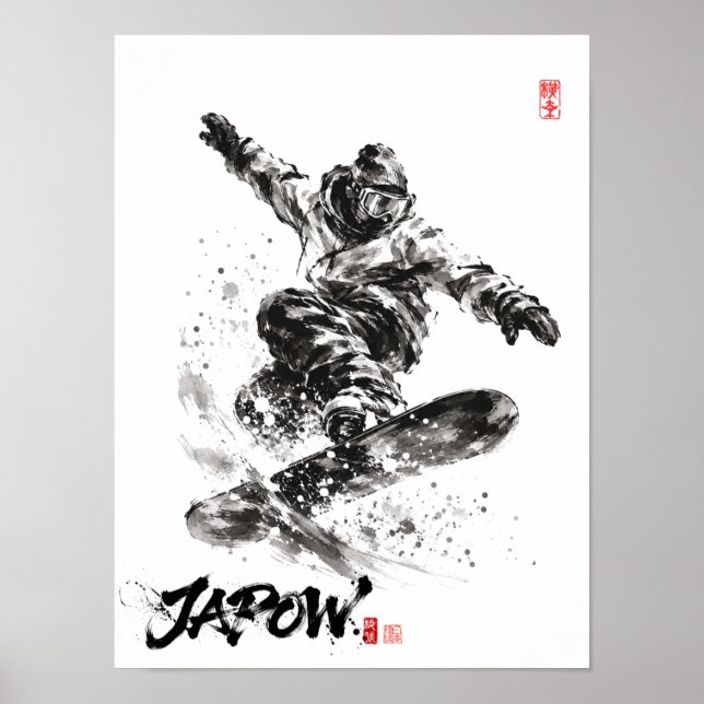 Snowboard Brush Art - Snowboarder light Poster (Front)
