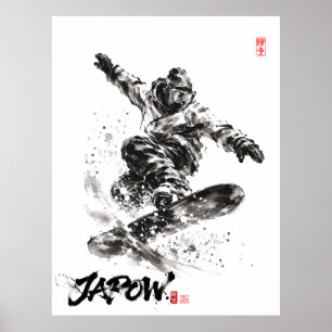 Snowboard Brush Art - Snowboarder light Poster