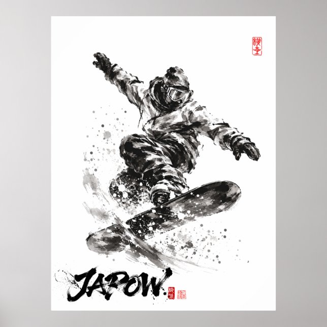 Snowboard Brush Art - Snowboarder light Poster (Front)