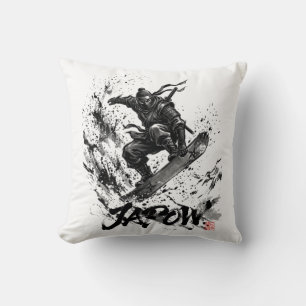 Snowboard Brush Art - Snowboarder Ninja Cushion