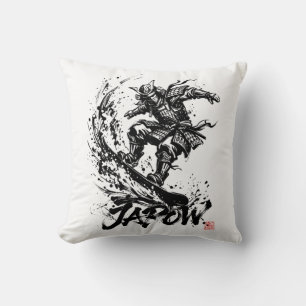 Snowboard Brush Art - Snowboarder Samurai Cushion