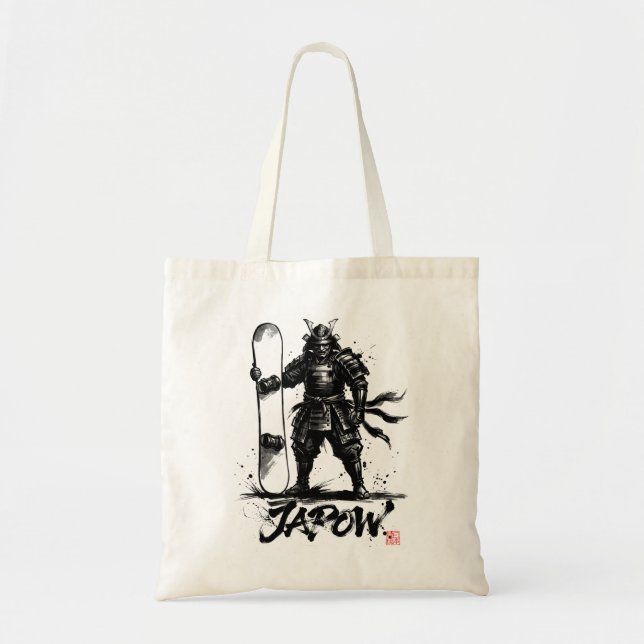 Snowboard Brush Art - Snowboarder Standing Samurai Tote Bag (Front)