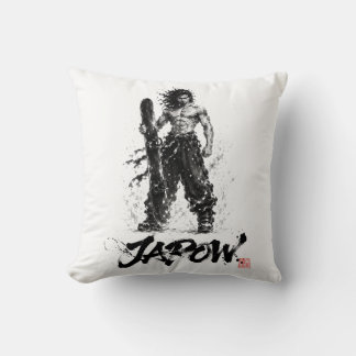 Snowboard Brush Art - Standing Samurai Musashi Cushion