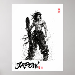 Snowboard Brush Art - Standing Samurai Musashi Poster