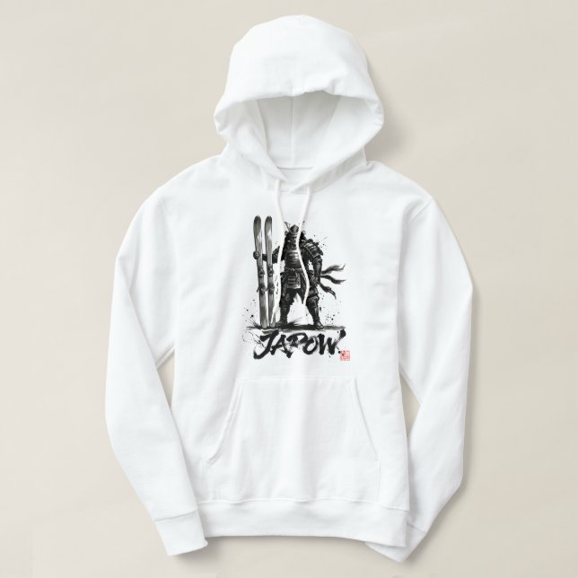 Snowboard Brush Art - Standing Samurai Ski Hoodie (Design Front)