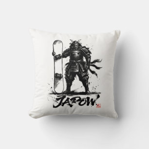 Snowboard Brush Art - Standing Samurai snowboard  Cushion