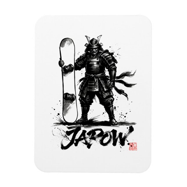 Snowboard Brush Art - Standing Samurai snowboard  Magnet (Vertical)
