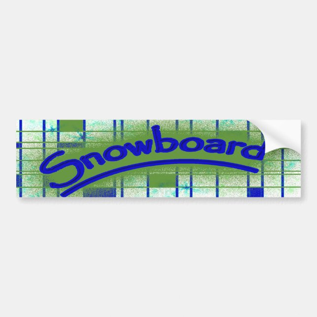 Snowboard Bumper Sticker Green Art Deco Design (Front)