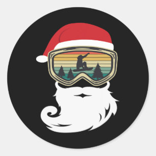 Snowboard Christmas As Santa Claus Snowboarder  Classic Round Sticker