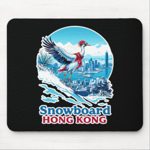 Snowboard Crane In Hong Kong Blue Skyline  Mouse Pad
