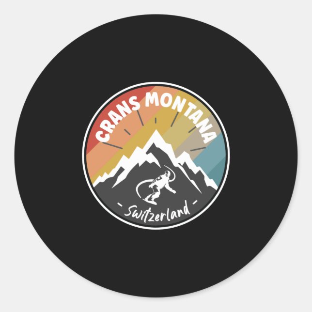 Snowboard Crans Montana Switzerland Classic Round Sticker (Front)