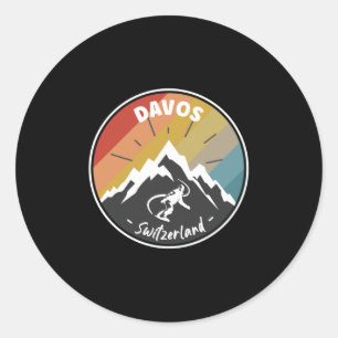 Snowboard Davos Switzerland Classic Round Sticker